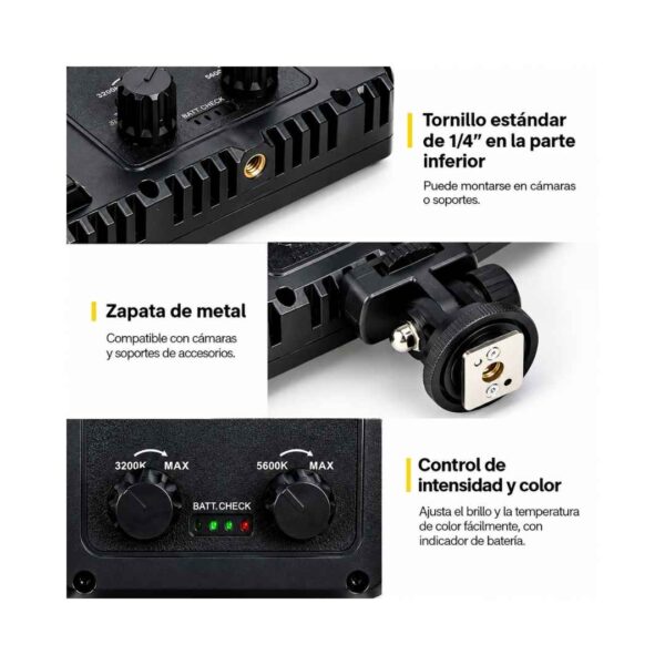 Kit de 2 Paneles LED Bicolor 880 + 6 LED con Baterías y Cargadores